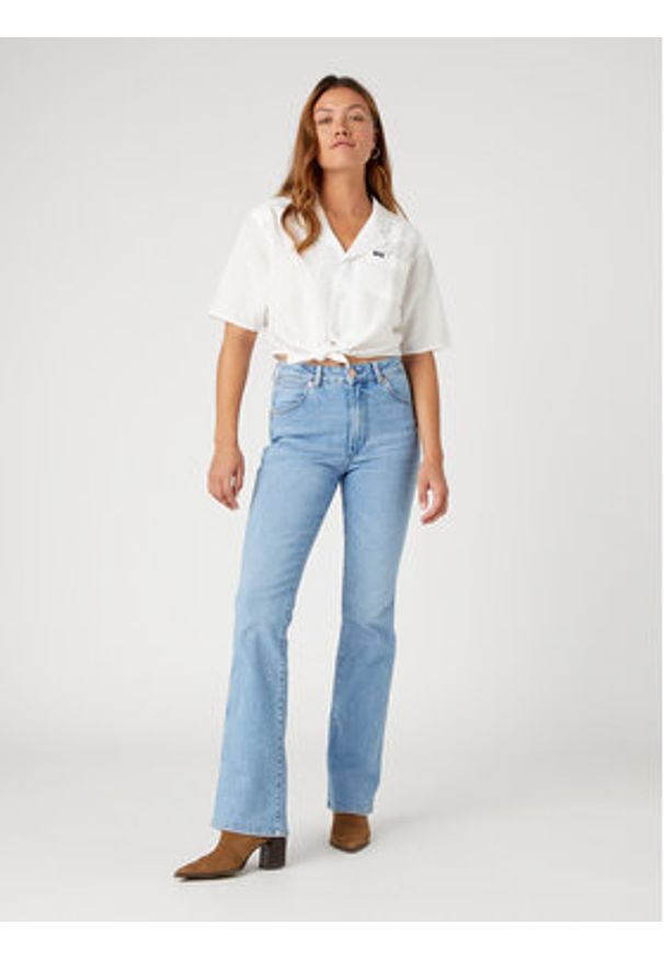 Wrangler Koszula Resort W5Q4LOW02 112332060 Biały Regular Fit. Kolor: biały. Materiał: len, bawełna