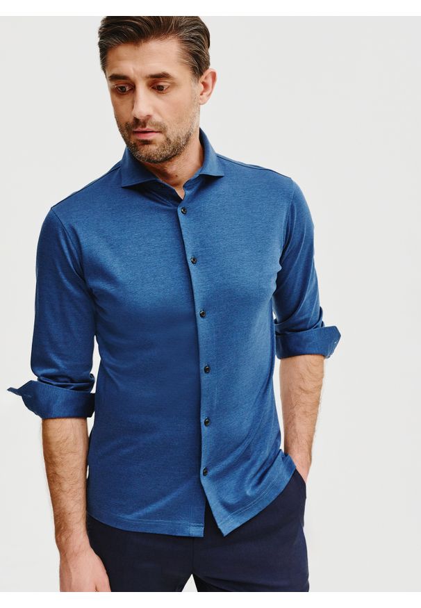 Pako Lorente - PAKO LORENTE – Bawełniana koszula męska w kolorze granatowym. Kolor: niebieski. Materiał: bawełna