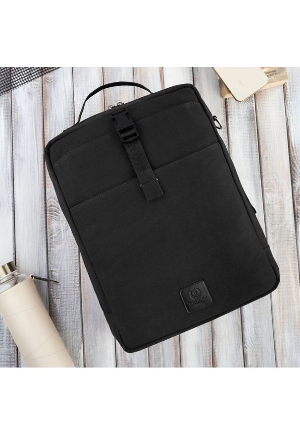 Plecak na laptopa PAOLO PERUZZI T-93-BL czarny. Kolor: czarny. Materiał: materiał