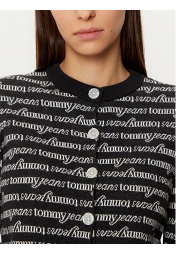 Tommy Jeans Kardigan DW0DW19340 Czarny Slim Fit. Kolor: czarny. Materiał: bawełna