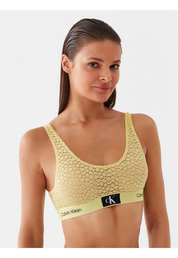 Calvin Klein Underwear Biustonosz top 000QF7233E Żółty. Kolor: żółty. Materiał: syntetyk
