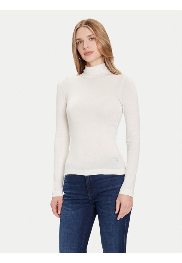 Guess Golf W4BP14 KCGM2 Écru Slim Fit. Typ kołnierza: golf. Materiał: syntetyk