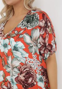 Born2be - Pomarańczowa Sukienka z Wiskozy Irima. Kolor: pomarańczowy. Materiał: wiskoza. Długość rękawa: krótki rękaw. Wzór: aplikacja, kwiaty. Sezon: lato. Długość: mini #4