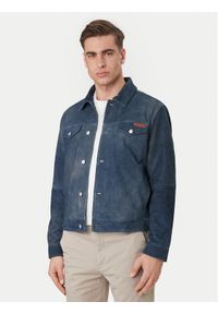 Calvin Klein Jeans Kurtka skórzana 90s LV04RF404G Granatowy Regular Fit. Kolor: niebieski. Materiał: skóra #1