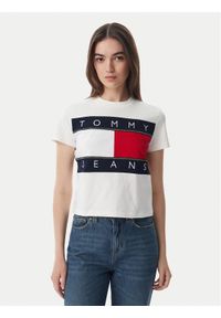Tommy Jeans T-Shirt Flag DW0DW22818 Biały Regular Fit. Kolor: biały. Materiał: bawełna #1