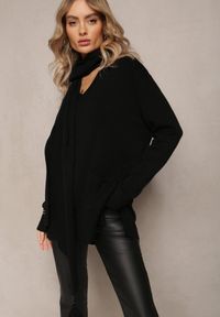 Renee - Czarny Sweter z Szalikiem z Chwostami w Komplecie Rumabena. Kolor: czarny. Sezon: zima #4
