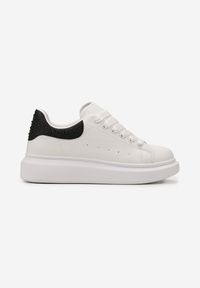Born2be - Biało-Czarne Sneakersy Melorae. Nosek buta: okrągły. Kolor: biały. Materiał: skóra ekologiczna, materiał. Szerokość cholewki: normalna. Obcas: na platformie. Sport: turystyka piesza #3