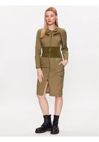 Sukienka koszulowa Aeronautica Militare. Kolor: zielony. Materiał: bawełna, syntetyk. Typ sukienki: koszulowe #1