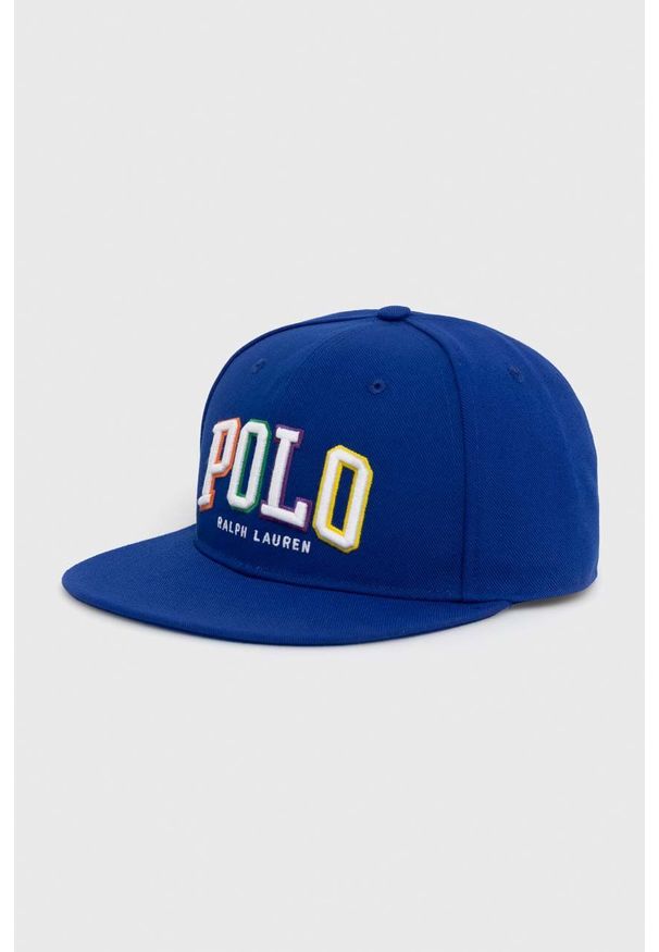 Polo Ralph Lauren czapka z daszkiem kolor granatowy z aplikacją. Kolor: niebieski. Materiał: poliester. Wzór: aplikacja