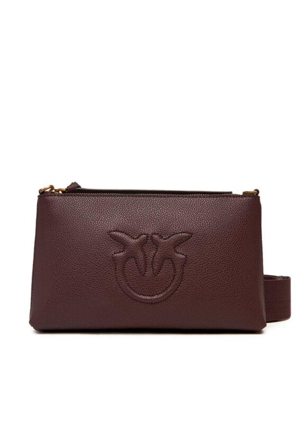 Pinko - PINKO Torebka Flat Horizontal Mini AI 25-26 104277 A29Q Bordowy. Kolor: czerwony. Materiał: skórzane