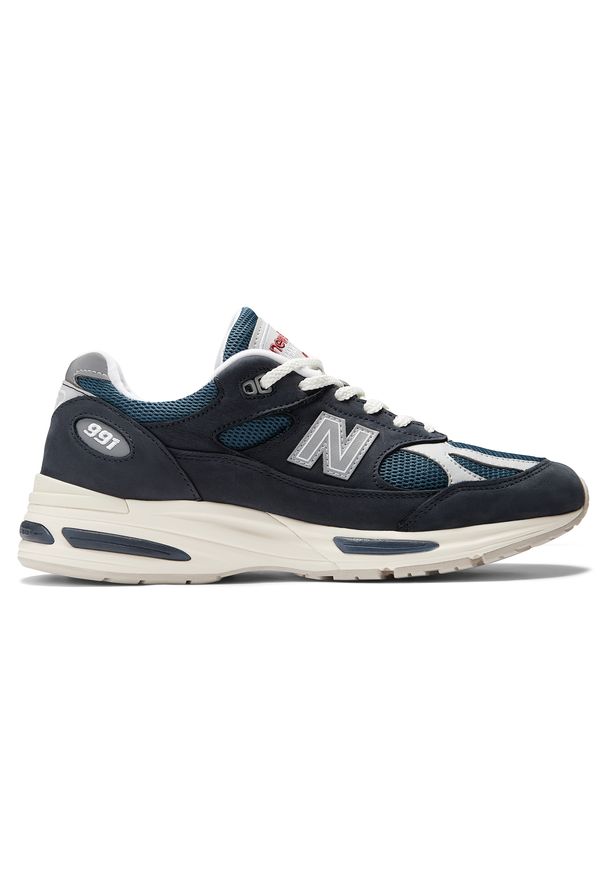 Buty unisex New Balance U991VN2 – granatowe. Kolor: niebieski. Materiał: guma, skóra. Szerokość cholewki: normalna. Sport: bieganie