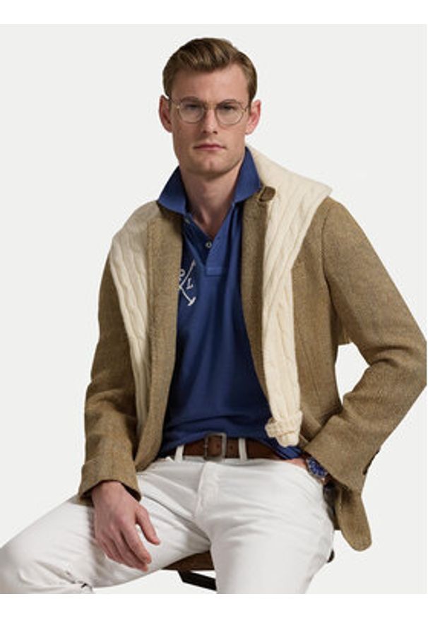 Polo Ralph Lauren Polo 710978082003 Granatowy Custom Slim Fit. Typ kołnierza: polo. Kolor: niebieski. Materiał: bawełna