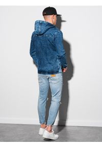 Ombre Clothing - Kurtka męska jeansowa C477 - ciemnoniebieska - M. Typ kołnierza: kaptur. Kolor: niebieski. Materiał: jeans #3