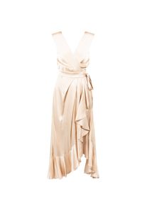 Pinko Sukienka "Oleandro" | 102076 A19B | Kobieta | Złoty. Okazja: na spacer. Kolor: złoty. Materiał: elastan, wiskoza. Długość rękawa: na ramiączkach. Wzór: aplikacja. Typ sukienki: rozkloszowane, kopertowe, dopasowane. Styl: elegancki. Długość: maxi #3