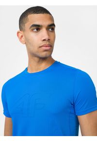 4f - Koszulka treningowa regular szybkoschnąca męska. Kolor: niebieski. Materiał: materiał, dzianina
