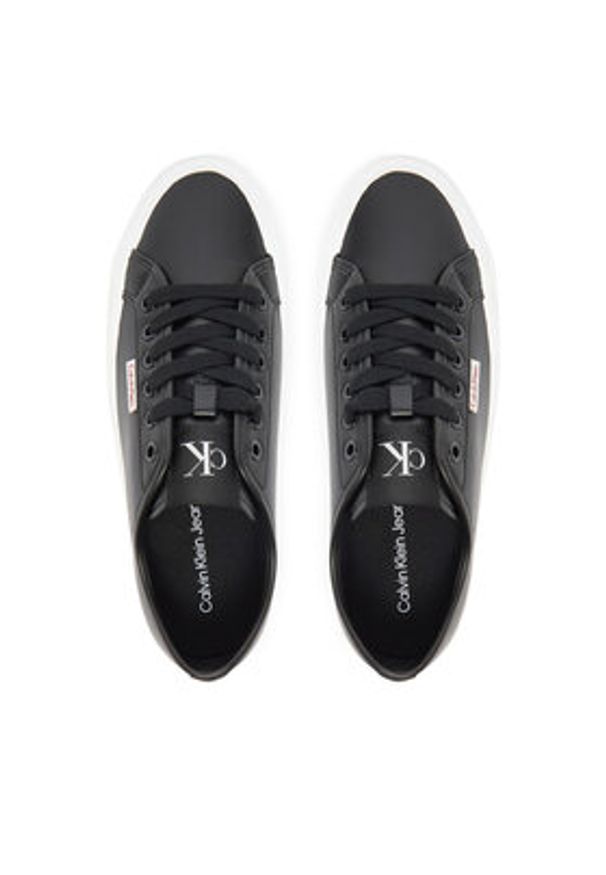 Calvin Klein Jeans Sneakersy Vulc Flatform Lth YW0YW01886 Czarny. Kolor: czarny. Materiał: skóra