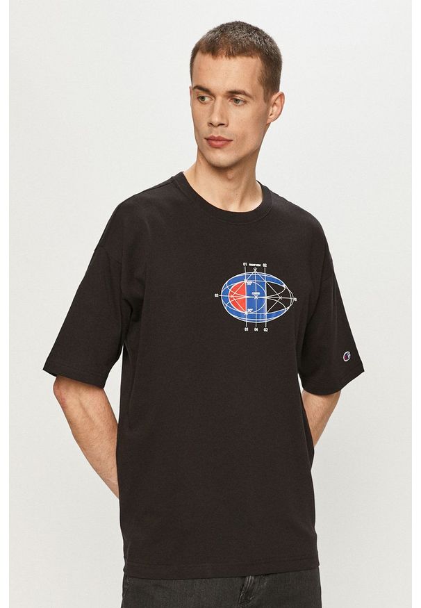 Champion - T-shirt. Okazja: na co dzień. Kolor: czarny. Wzór: nadruk. Styl: casual