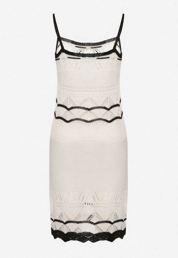 Born2be - Biała Szydełkowa Sukienka na Ramiączkach z Wiskozy z Metaliczną Nicią Filadria. Okazja: na co dzień. Kolor: biały. Materiał: wiskoza. Długość rękawa: na ramiączkach. Sezon: lato. Styl: casual, elegancki