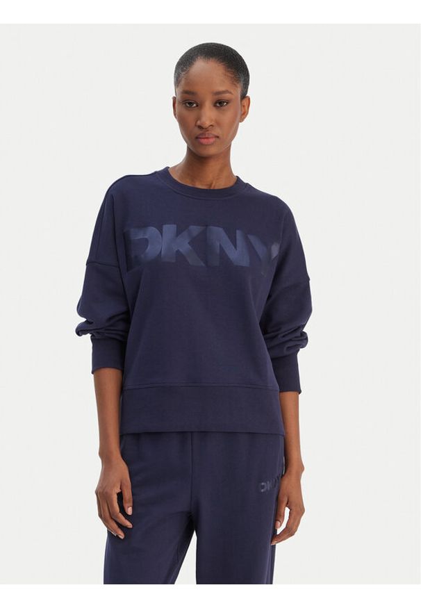DKNY Sport Bluza DP6T1561 Granatowy Oversize. Kolor: niebieski. Materiał: bawełna. Styl: sportowy