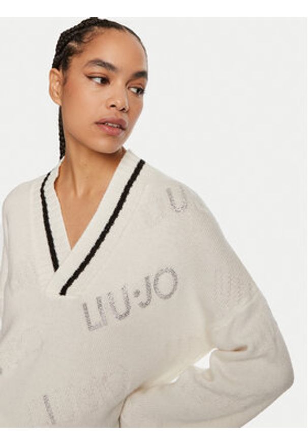 Liu Jo Sweter TF4169 MS55L C3447 Biały Regular Fit. Kolor: biały. Materiał: syntetyk
