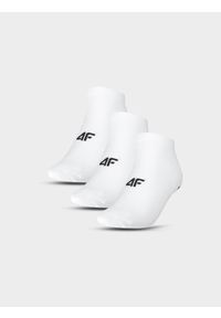 4f - 4F Skarpetki casual przed kostkę (3-pack) męskie - białe 32-34. Kolor: biały. Materiał: materiał, włókno, bawełna, poliamid