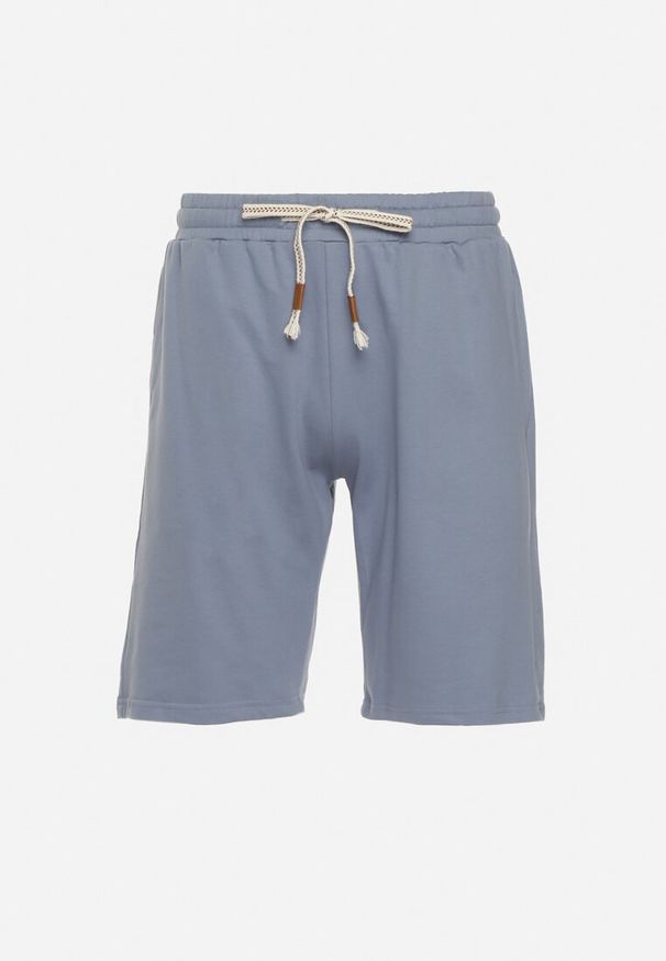 Born2be - Jasnoniebieskie Bawełniane Szorty z Gumką w Pasie z Kieszeniami przed Kolano Ilopia. Okazja: na spacer, na co dzień, do domu. Kolekcja: plus size. Kolor: niebieski. Materiał: bawełna. Sezon: lato. Styl: casual, sportowy