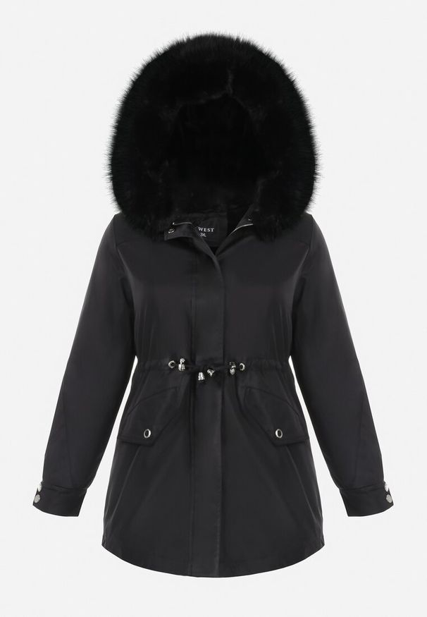 Born2be - Czarna Kurtka Parka Nylonowa Deseyi. Okazja: na spacer. Kolekcja: plus size. Kolor: czarny. Materiał: nylon. Sezon: zima. Styl: klasyczny, elegancki