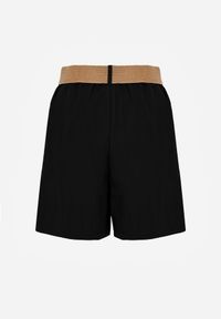 Born2be - Czarne Szorty Casual z Wiskozą Wysokim Stanem i Plecionym Paskiem Evena. Okazja: na co dzień. Stan: podwyższony. Kolor: czarny. Materiał: wiskoza. Styl: casual #8