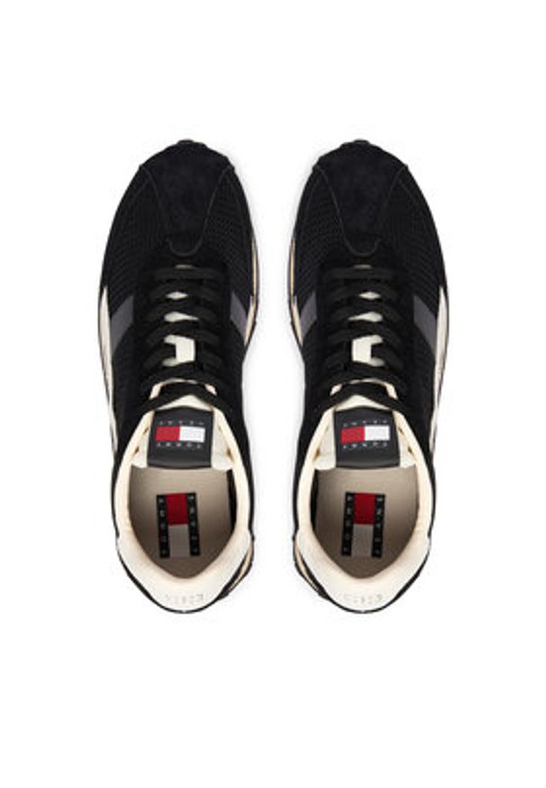Tommy Jeans Sneakersy Retro Runner Archive Open Mesh EM0EM01715 Czarny. Kolor: czarny. Materiał: skóra, zamsz