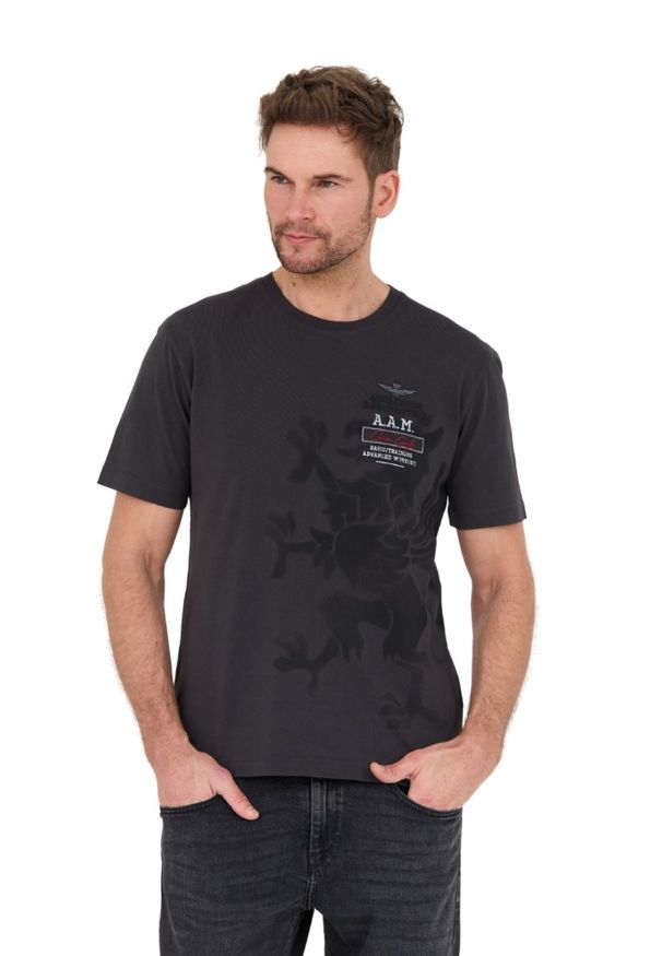 Aeronautica Militare - AERONAUTICA MILITARE Grafitowy t-shirt M.C.. Kolor: szary