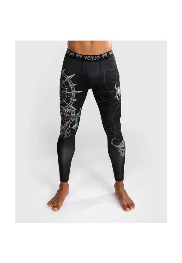 VENUM - Venum Legginsy Gladiator 5.0 Czarno-srebrne. Kolor: czarny. Sport: fitness
