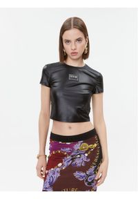 Versace Jeans Couture T-Shirt 75HAH602 Czarny Slim Fit. Kolor: czarny. Materiał: syntetyk