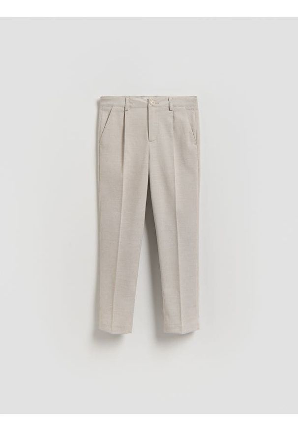 Reserved - Eleganckie spodnie - beżowy. Kolor: beżowy. Materiał: tkanina, wiskoza. Styl: elegancki