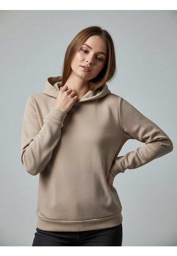 Sinsay - Bluza hoodie basic - beżowy. Kolor: beżowy