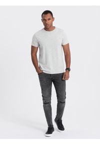 Ombre Clothing - Klasyczny T-shirt męski bawełniany BASIC - szary V3 - Rozmiar: XXL. Kolor: szary. Materiał: bawełna. Styl: klasyczny #6