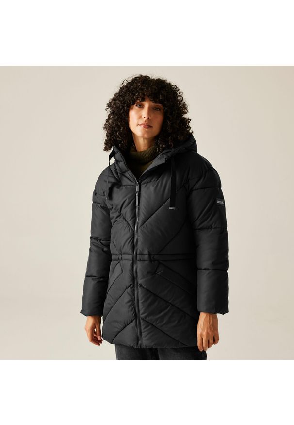 Regatta - Kurtka damska zimowa ocieplana Rusey. Kolor: czarny. Materiał: tkanina, puch. Sezon: zima. Sport: turystyka piesza