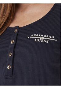 Guess T-Shirt GUESS x NORTH SAILS W6GP01 K2658 Granatowy Regular Fit. Kolor: niebieski. Materiał: syntetyk, wiskoza #4