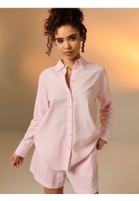 Sinsay - Koszula z domieszką lnu - różowy. Kolor: różowy. Materiał: len