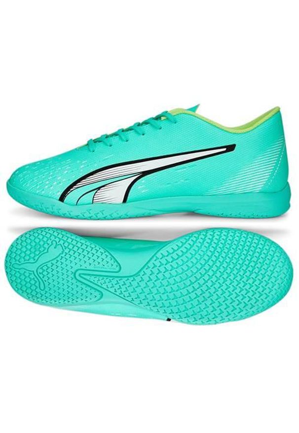 Buty piłkarskie męskie Puma Ultra Play IT. Zapięcie: sznurówki. Kolor: zielony. Materiał: materiał, syntetyk, tkanina. Szerokość cholewki: normalna. Sport: piłka nożna
