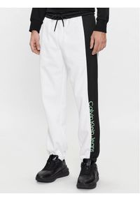 Calvin Klein Jeans Spodnie dresowe J30J324052 Biały Regular Fit. Kolor: biały. Materiał: dresówka, syntetyk #1