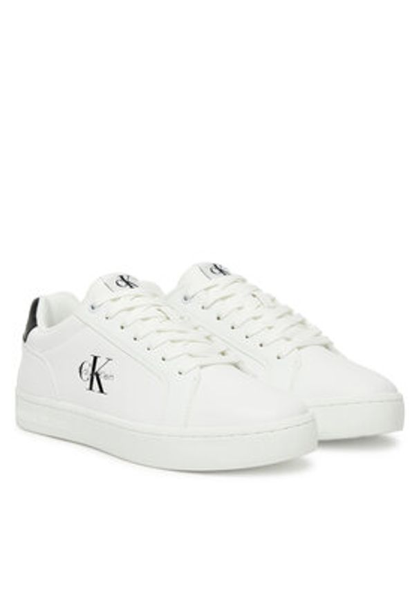 Calvin Klein Jeans Sneakersy Classic Cupsole Mono Lth YM0YM01369 Biały. Kolor: biały. Materiał: skóra
