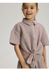 Reserved - Koszula z cekinami - beżowy. Kolor: beżowy. Materiał: dzianina, bawełna #1