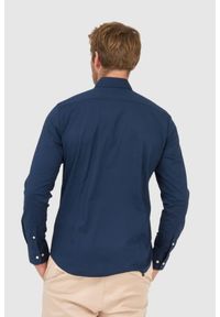 La Martina - LA MARTINA Granatowa koszula męska poplin stretch, Rozmiar XL. Kolor: niebieski. Wzór: haft