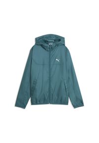 Puma - Młodzieżowa wiatrówka Essentials o standardowym kroju PUMA. Kolor: zielony, szary, wielokolorowy. Materiał: guma. Wzór: nadruk. Sport: bieganie #1