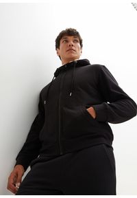 bonprix - Bluza ocieplana na podszewce z polarowego baranka. Typ kołnierza: kaptur. Kolor: czarny. Materiał: polar #1