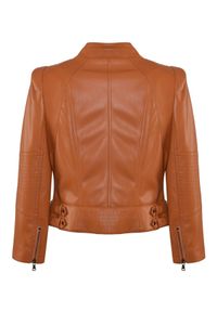 CATERINA - Brązowa kurtka ze skóry ekologicznej. Kolor: brązowy. Materiał: skóra ekologiczna #4
