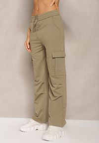 Renee - Ciemnozielone Spodnie z Bawełny z Wysokim Stanem i Prostymi Nogawkami Asoella. Stan: podwyższony. Kolor: zielony. Materiał: bawełna #3