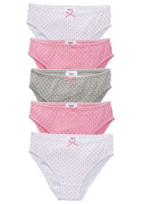 bonprix - Figi z miękką bawełną z satynową kokardką (5 par). Kolor: różowy. Materiał: satyna, elastan, bawełna