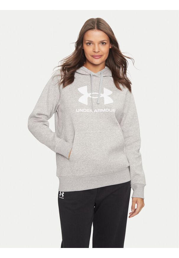 Under Armour Bluza Ua Rival Fleece Big Logo 1379501 Szary Loose Fit. Kolor: szary. Materiał: bawełna