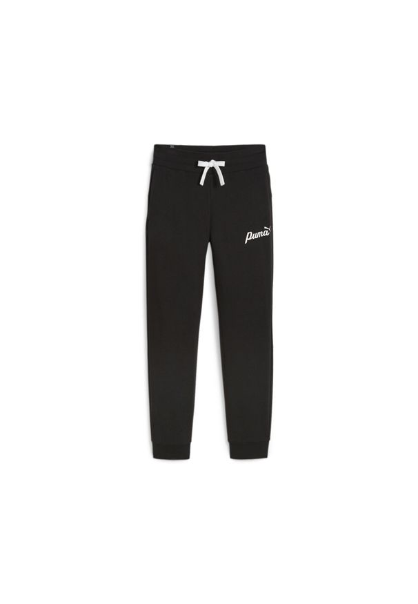 Spodnie sportowe damskie Puma Ess+ Script. Kolor: czarny. Materiał: dresówka. Sport: fitness